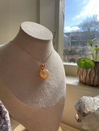 Image 4 of Gold Flower  Agate Heart Crystal Necklace