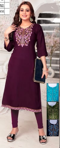 Image 1 of KSV8105-1 Pc Soft Rayon Slub Kurthi