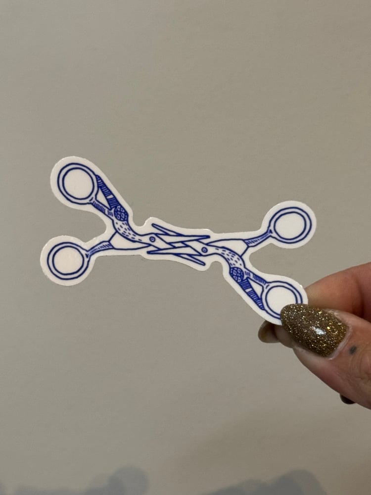Image of embroidery scissor bird sticker