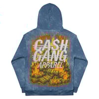 Image 2 of By TeamLUCCI™- LUCCI X CASHGANG “MONEY TO BURN BLUE”  UNISEX COTTON HOODIE