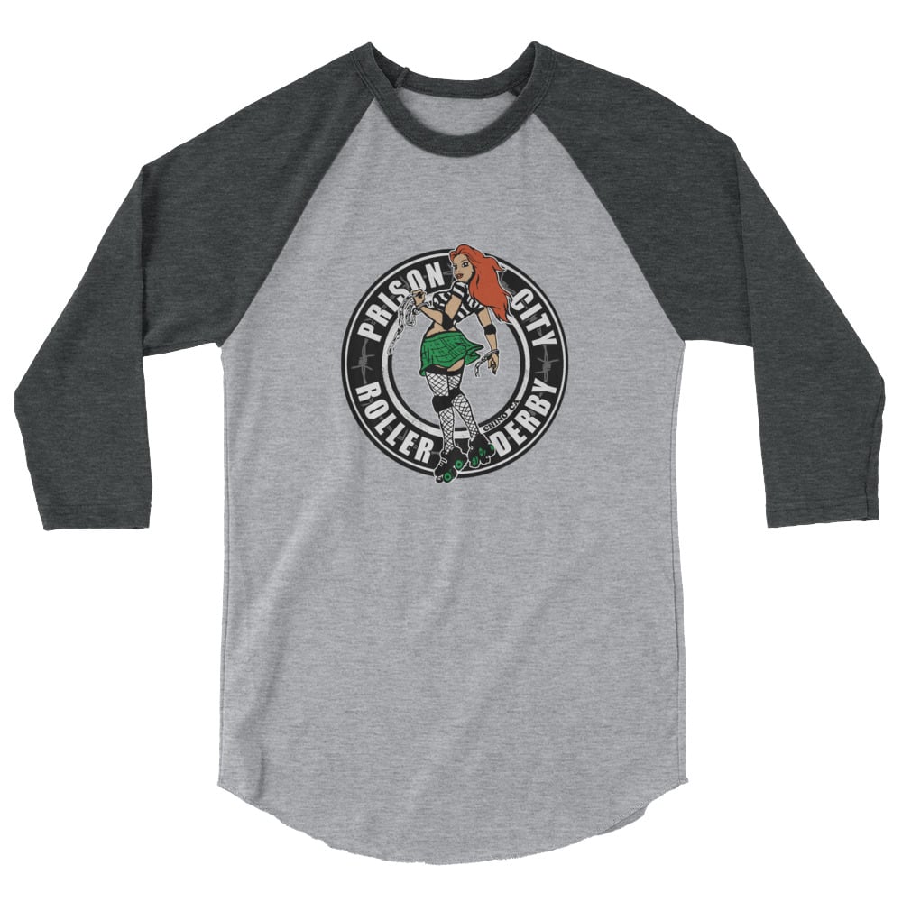 Prison City Roller Derby 3/4 sleeve raglan shirt