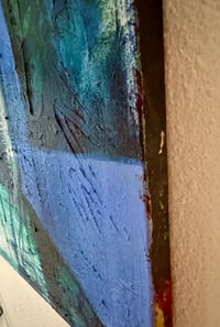 Image 4 of “I Am Here Feeing” original 16” x 20” mixed media; oil acrylic and graphite on canvas 