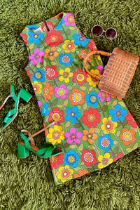 Image 1 of Yesterday mini dress in Far out flowers green