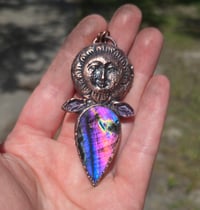 Image 5 of Electroformed sunflower moon necklace