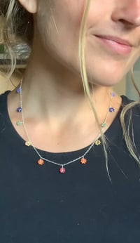 Sterling Silver Rainbow Seed Bead Necklace