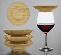 Image 1 of 4pcs Bamboo Wine Glass Charcuterie Topper, (Keep Bugs Out and Use as Small Appetizer Plate). 