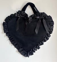 Image 1 of 🖤 Black Velvet Heart Handheld Bow Bag