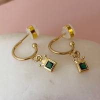Image 2 of Mini Green Crown Half Hoops