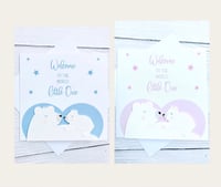 Image 1 of New Baby Polar Bear Handmade Card - Adorable Card for Welcoming a Newborn