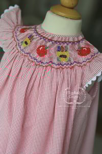 Image 2 of Hand Smocked Apples + Crayons Bishop