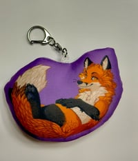 Image 2 of Plush lounging fox keychain 