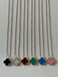 Image 3 of Stainless steel silver clover necklace with colors