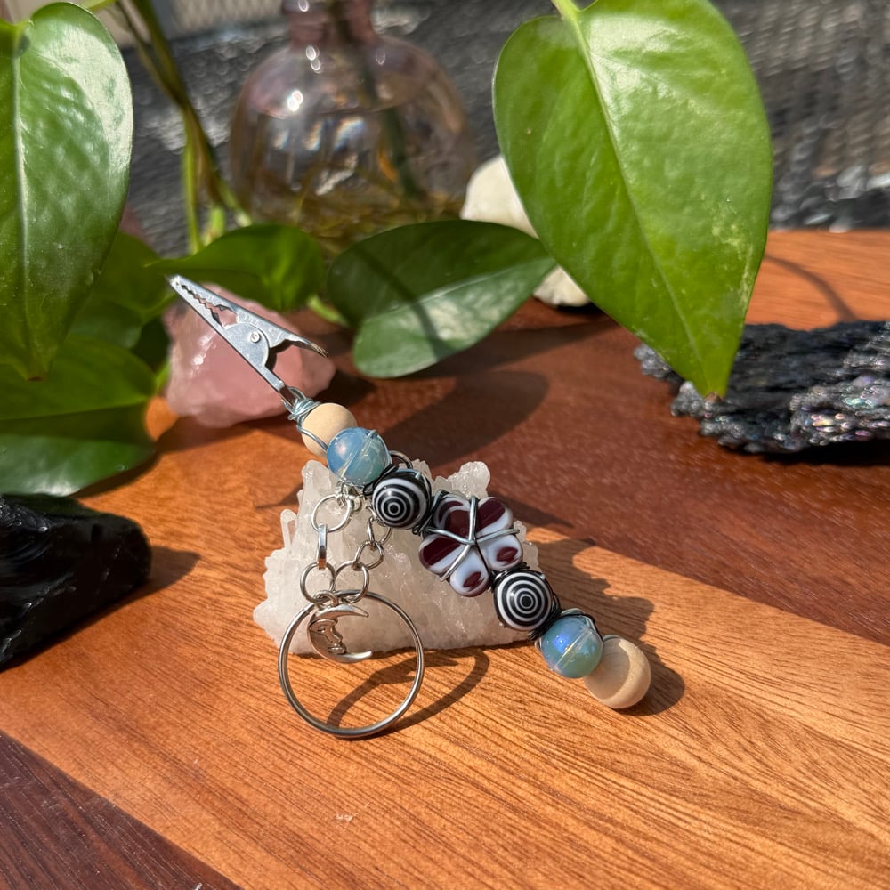 Image of moon bloom clip keychain