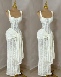 Image 1 of Riri Lace wrap bustier maxi dress