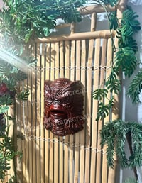 Image 3 of Witco Inspired Creature from the Black Lagoon Wall Art | Faux Carved Wood Tiki Mask 