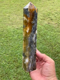 Image 24 of Yellow Fluorite And Moss Agate Obelisk #1169