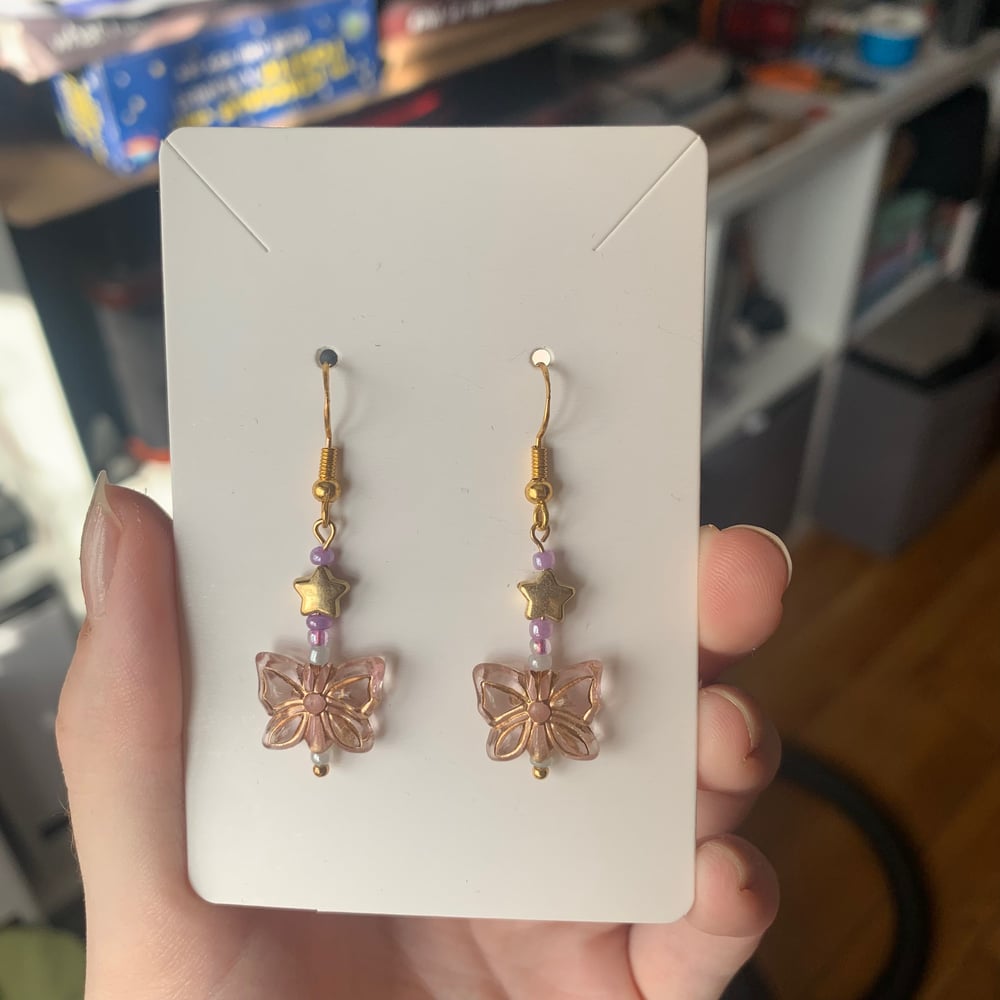 Image of pink butterfly earrings