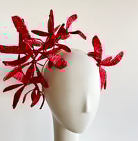 Image 2 of Red raffia flower headpiece SOLD