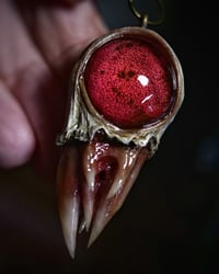 Image 5 of Crimson Oracle Snaggletooth Pendant OOAK