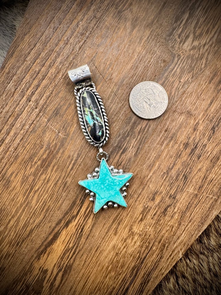 Image of Blackjack & Kingman Turquoise Pendant