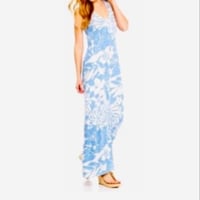 Image 4 of TOMMY BAHAMA blue and white floral Hawaiian print sleeveless maxi dress