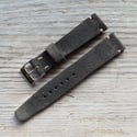 Vintage style Custom Suede leather watch band with simple stitching - Dark Grey
