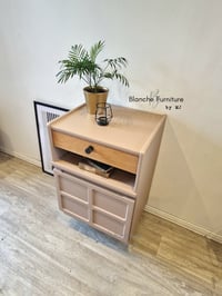 Image 7 of Pair of Nathan Bedside Tables / Cabinets in dusty pink