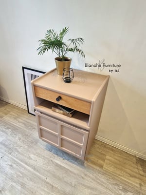 Image of Pair of Nathan Bedside Tables / Cabinets in dusty pink
