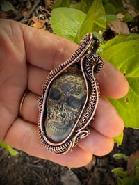 Image 2 of Serpentine Skull Wrapped in Copper
