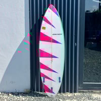 Image 2 of 5-10 Thruster Surfboard Custom Design Floro Graphic FCS11 Fin Boxes 