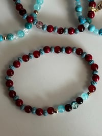 Image 5 of Country Gold Teal and Burgundy Tumbler Bracelet Stack