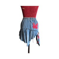 Image 4 of Asymmetric Upcycled Denim Skirt with Butterfly Appliqué – One of a Kind
