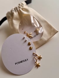 Image 1 of 3Pair Earring Set (star Hoops)