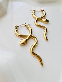 Image 1 of TWISTED SNAKE HOOP EARRINGS 