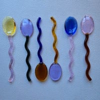 Image 1 of Multicolored Wavy Glass Spoon 