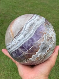 Image 7 of Large Amethyst With Mexican Lace Agate Sphere Statement Piece #449