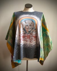 Image 1 of Upcycled “What Would Dolly Do?” Kantha quilt poncho