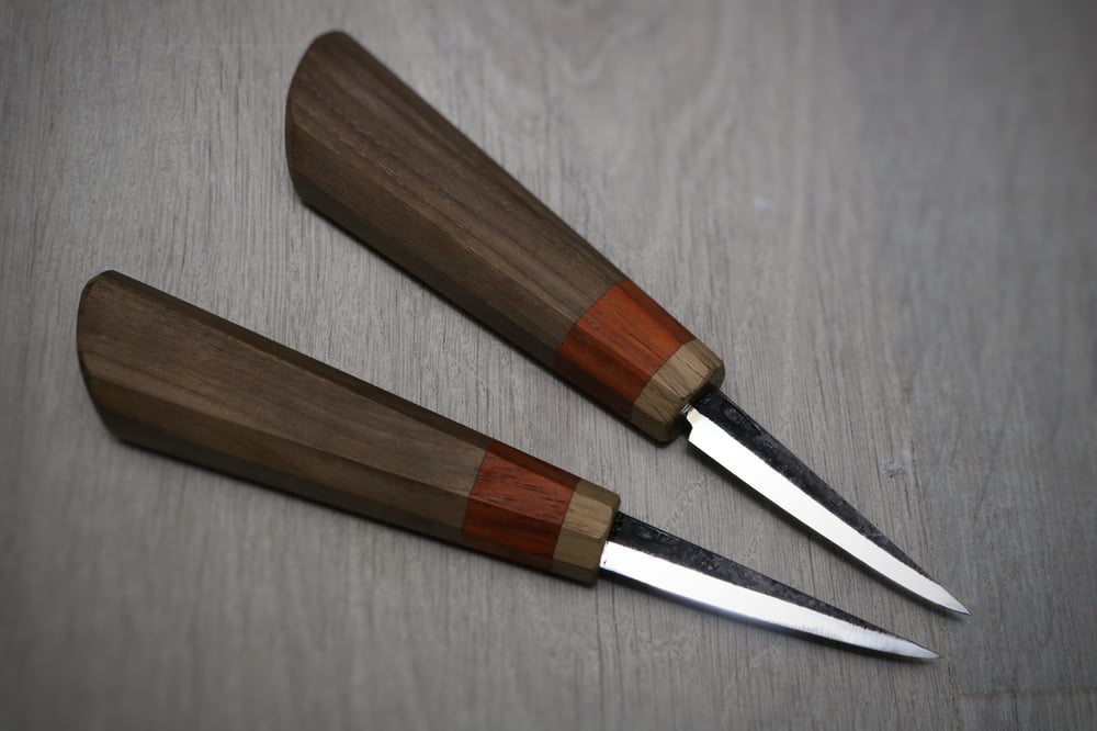 Image of 70mm slöjd with walnut, paduak and oak handle