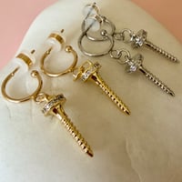 Image 4 of Gold or Stainless Screw Half Hoops