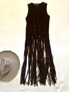 early 1970s maxi length suede fringe lace up vest waistcoat 