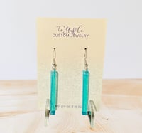 Image 1 of Turquoise Long Rectangle Earrings 