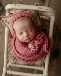 Image 2 of Antique Rose Picot Brim Fuzzy Bonnet 