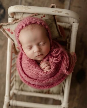 Image of Antique Rose Picot Brim Fuzzy Bonnet