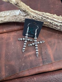 Image 1 of 6mm Sterling Silver Pearl Cross Earrings 