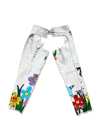 Image 2 of WHITE LEATHER BLOSSOM CHAPS