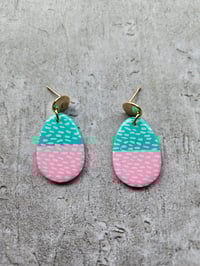 Image 2 of Pink & Turquoise Egg Earrings
