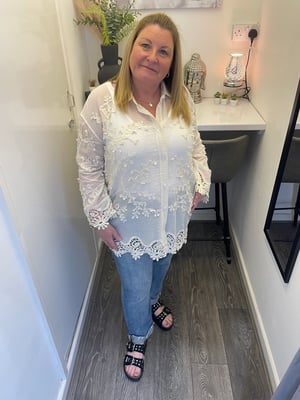 Image of Sheer Vine Embossed Blouse
