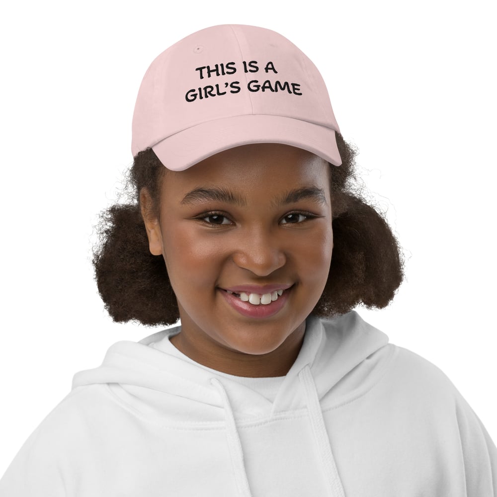 Image of Youth This is a Gir;'s Game Hat pink letters