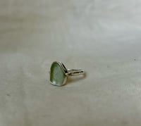 Image 4 of Cornflower Blue Sea Glass Ring on Hammered Band size Q