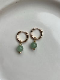 Image 1 of Green Aventurine Huggies
